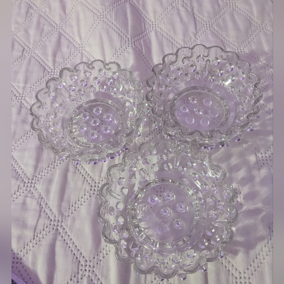 Vintage American Canton Glass Early American Pressed Glass Dewdrop Hobnail bowls - Picture 5 of 14